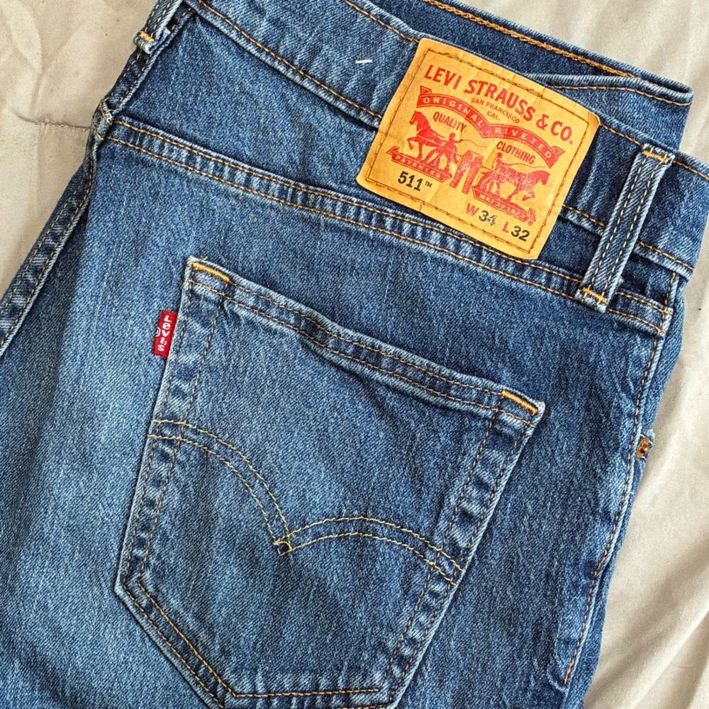 Levis 511 Slim Fit Jeans Mens 34x32 Medium Wash Blue Denim Pants 0511-6000